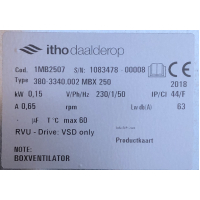Nieuwe Itho MBX250 boxventilator. (892m3)