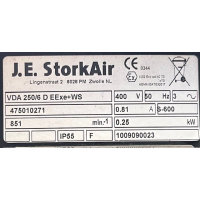 Goede gebruikte Stork VDA250/6D dakventilator met werkschakelaar. (1869m3)