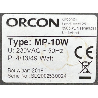 Gereviseerde Rucon/Orcon MPV-10W motorplaat-upgrade met energiezuinige motor. (420m3)