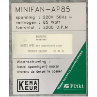 Gereviseerde ruilmotor ABB of Fläkt Minifan AP75 of AP85.