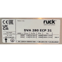 Nieuwe Ruck DVA 280 ECP 31 dakventilator. (1970m3)
