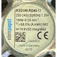 Gereviseerde ruilmotor voor Zehnder ComfoAir Q600 WTW unit. R3G190-RD45-17