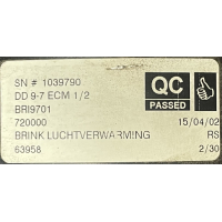 Goede gebruikte Brink B16 HR(D) ventilator. DD 9-7 ECM 1/2