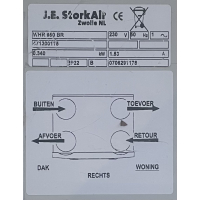 Gereviseerde Stork WHR950 BR WTW unit met bypass. (450m3)