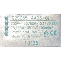 Nieuwe EBM Papst slakkenhuisventilator. G2S085-AA03-01  (45m3)