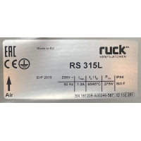 Zo goed als nieuwe Ruck RS 315 L kanaalventilator. (1749 m3)