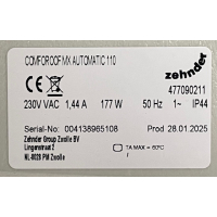 Nieuwe Zehnder ComfoRoof MX Automatic 110 dakventilator. (1300m3)