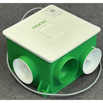 Compacte nieuwe Ducobox Reno ventilatiebox met Perilex stekker. (325m3)