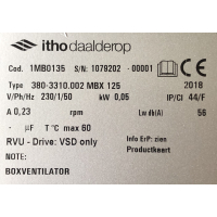 Nieuwe Itho MBX125 boxventilator (260m3)
